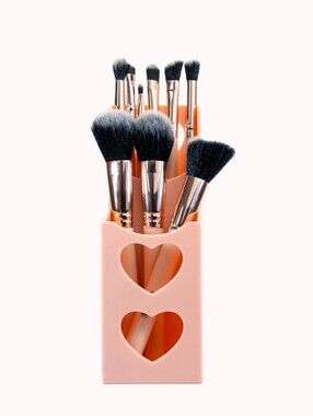 Simply Bella Professional 9-Piece Makeup Brush Set - Peach & Purple